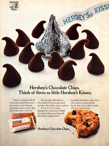 Hershey's Chocolate Chips Little Kisses Yummy Cookies Vintage Print Ad 1971 - Picture 1 of 4