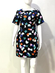 MARIMEKKO "LYHYT" GEOMETRIC PRINT PLEATED DRESS MULTICOLOR SIZE 36 - Picture 1 of 9
