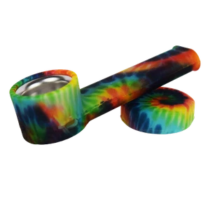 Glows in dark Silicone Smoking Pipe, Metal bowl & Cap Lid ~ Super Dye ~ 3.5 inch - Picture 1 of 2