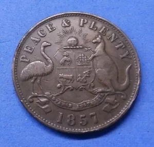 Australia SYDNEY 1d Penny Token Hanks & Lloyd Tea Mart 1857 TN85 Pace & Abbondanza - Foto 1 di 3