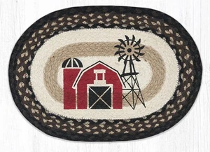 2 Stück Geflochtene Jute Oval Schabloniert Tischset/Untersetzer/Uhr. Erdteppiche. WINDMÜHLE. - Bild 1 von 1