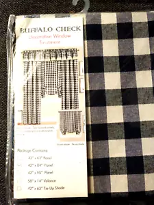 Buffalo Check Blue Kitchen Panel Curtain Window Treatment New 42" x 84" - Picture 1 of 3