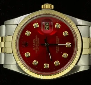 Rolex Mens Datejust 36mm 18K Gold Stainless Steel Diamond Dial 16233 - Picture 1 of 9