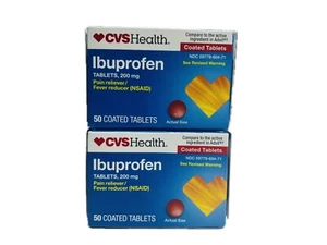 Ibuprofen 200mg 50 Coated Tablets Pain Reliever/Fever Reducer 2PK - Picture 1 of 4
