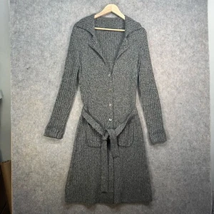Karen Millen Cardigan Dress Womens Size UK 12-14 Grey 100% Merino Wool Long-Line - Picture 1 of 12