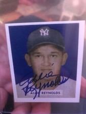 ALLIE REYNOLDS AUTO SIGNED CARD REPRINT 1988 1949 BOWMAN