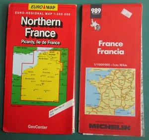 4 x Vintage Folding Road Maps France Michelin 919 999 989 Euro Map Job Lot - Picture 1 of 2