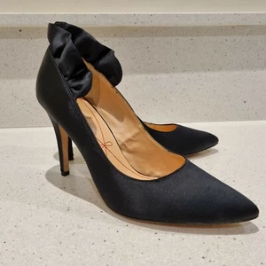 Pour La Victorie Size 10 Black Satin Sexy High Heels - Picture 1 of 8