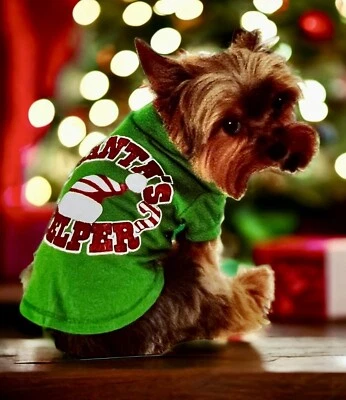 Camiseta Simply Dog 🐶 Santa’s Helper🎅🏻Verde 🐾 ~ NUEVA CON ETIQUETAS ~ XS Foto 1 de 4
