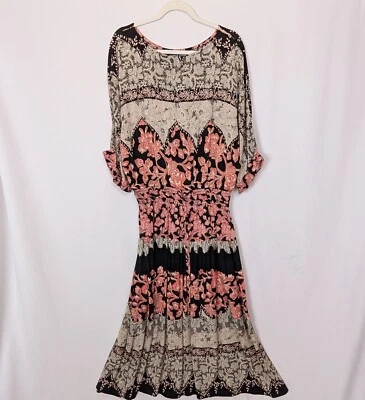 Vintage 90 Y2K  Carol Little 12 Maxi Dress Patchwork Floral Tie Front Bohemian - Image 1 of 4