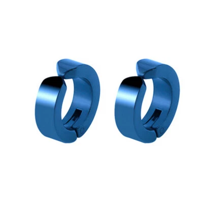 Pendientes de aro de acero inoxidable con clip falso para hombres y mujeres Foto 1 de 4