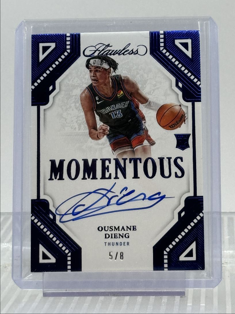 OUSMANE DIENG 2022-23 FLAWLESS MOMENTOUS ROOKIE BLUE RC AUTO /8 Q0919