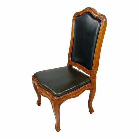 18th c. French Provincial Walnut & Leather upholstered Desk Chair Cover