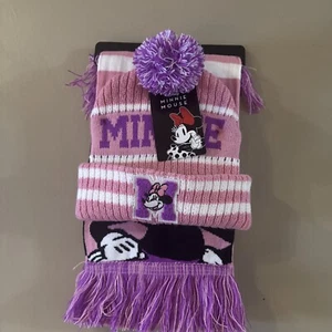 Disney Minnie Mouse Beanie Hat and Scarf Set New With Tag - Picture 1 of 7