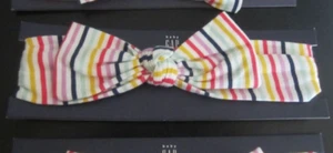 Baby Girl's Hair Multi Color Stripes Knit Headband Bow Age 6-36 Months Elastic - Picture 1 of 3