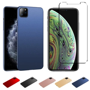 SLIM matt Hardcase iPhone 11 Pro Schutzhülle Cover Schale Bumper + Glasfolie - Picture 1 of 14