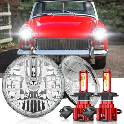 Par de faros LED redondos de 7" pulgadas haz sellado alto/bajo para MG MGB Midget 1969-1981 Foto 1 de 4