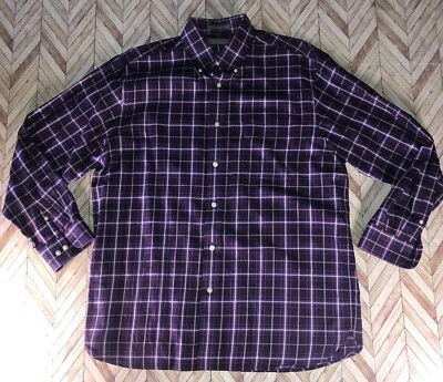 Daniel Cremieux Signature Collection Abotonada Grande Púrpura Cuadros 100% Algodón Foto 1 de 4