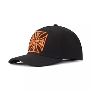 Gorra WEST COAST CHOPPERS - Gorra/sombrero de béisbol de motociclista WCC negro y naranja: M712994 - Imagen 1 de 3