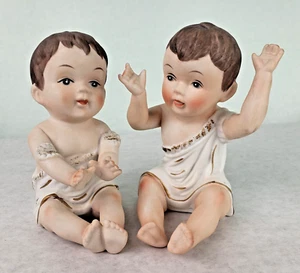 Set of 2 Vintage Rare KPM Piano Babies Figurines German Bisque - Picture 1 of 11