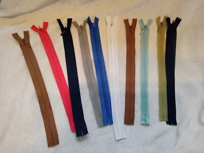 10 Mixed Invisible  / Concealed Zips  1 x 10 inch & 9 x 9 inch ~ NEW  (2) - Image 1 of 3