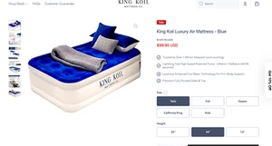 King Koil Luxury Twin Air Mattress with Built-in High Speed Pump 16” - Picture 1 of 7