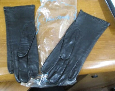 Vintage Black Leather Van Raalte Gloves size 7  NEVER WORN - Image 1 of 3