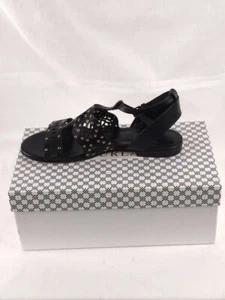 Women's NIB Furla Aurora Black Flat Sandals T-Strap Size 7US/ 37EUR - Picture 1 of 5