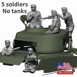 Modellino in resina 1/16 assemblato model kit WW2 US Tank Crew 5 soldatini giocattolo da collezione - Foto 1 di 4