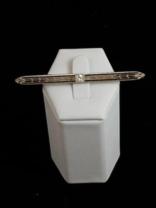 Platinum Diamond Bar Pin ** 2-109 - Picture 1 of 5