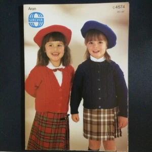 Sirdar C4574 Aran Cardigan Vintage Knitting Pattern Children Girls 20-28" - Picture 1 of 1
