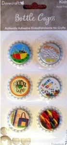 6x 3D BOTTLE CAPS Card Scrapbook Embellishment DOVECRAFT Metal Decoration KIDS - Picture 1 of 1