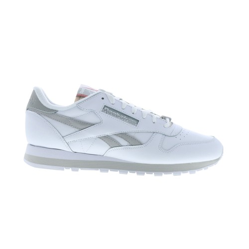 Reebok Classic Leather Mens White Leather Lace Up Lifestyle Sneakers Shoes