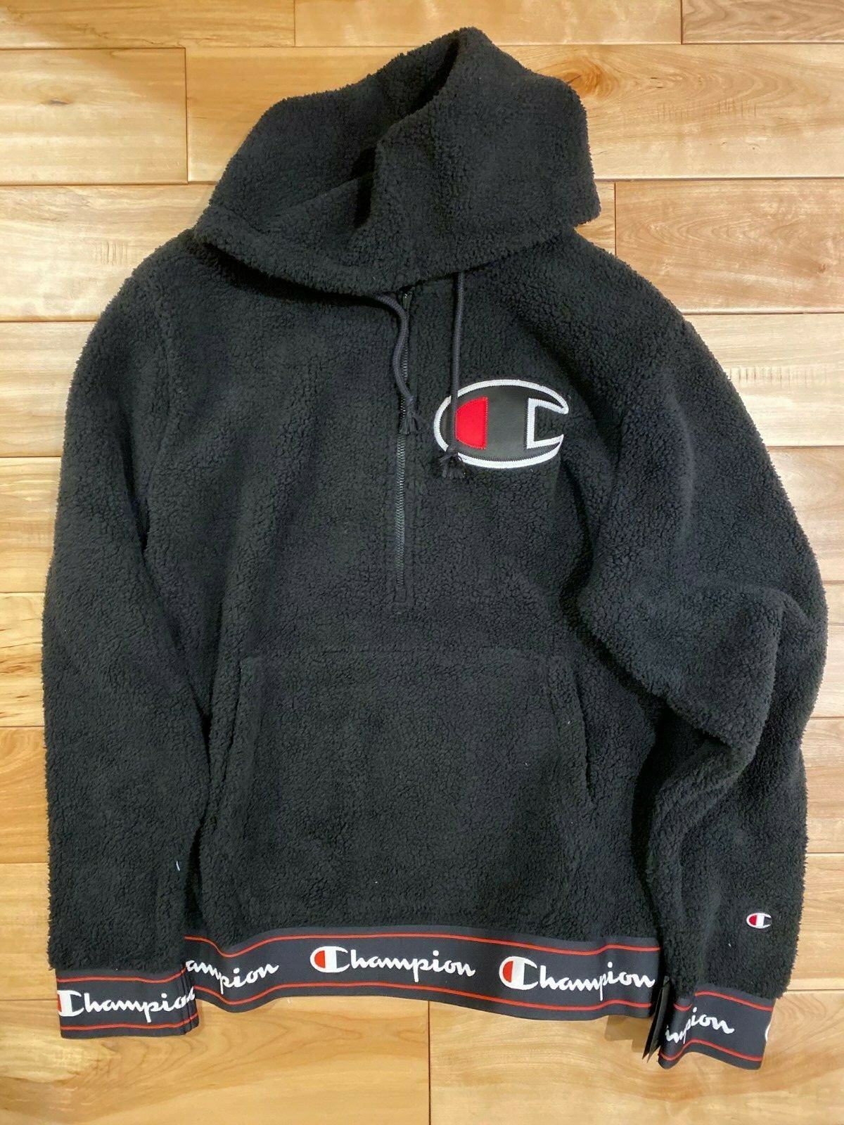 CHAMPION SHERPA PULLOVER HOODIE BLACK C 