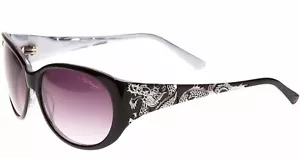 Gafas de sol Ed Hardy Big Dragon negras blancas con estuche y caja - Imagen 1 de 3