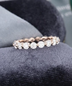Damen 1,20 Karat Rund Eternity Memory Ring Hochzeit Band Rotgold-Finish Silber - Bild 1 von 7