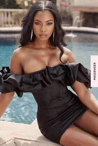 House Of Cb ‘SELENA’ Black Satin Dress / M - Picture 1 of 8