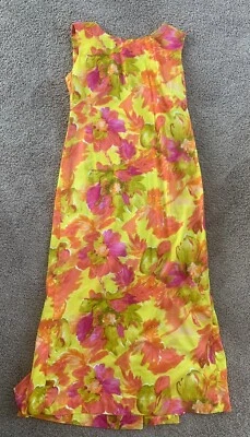 Vestido Vaina Aloha Vintage Hawaiian Togs Naranja/Amarillo Floral/Tropical 38" Pecho Foto 1 de 4