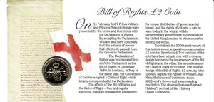 1989 £2 Münze Großbritannien Tercentenary of the Bill of Rights, Münze, bankfrisch - Bild 1 von 4
