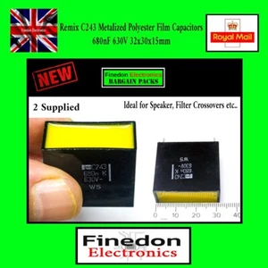 2x Remix C243 Metallized Polyester Film Capacitors 680nF 630V Audio Grade uk - Picture 1 of 4