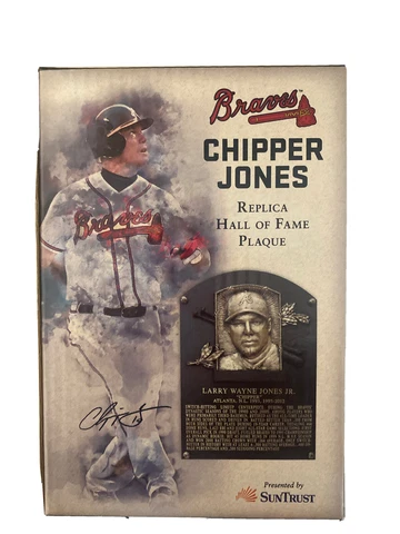 Chipper Jones Hall of Fame Plaque Replica 2018 Atlanta Braves SGA 3B NIB Cover