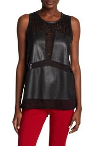 NUOVO TOP BCBGMAXAZRIA BLACK FAY MIXED-MEDIA AVR1Z846/B881A TAGLIA L - Foto 1 di 5
