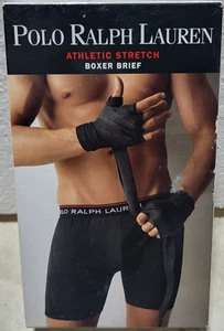 POLO RALPH LAUREN ATHLETIC STRETCH BOXER BRIEF, BLACK, SIZE L, 55% COTTON, MEN - Picture 1 of 3