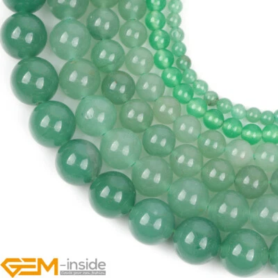 Cuentas sueltas redondas de piedras preciosas naturales de jade aventurina verde para hacer joyas de 15" Foto 1 de 4