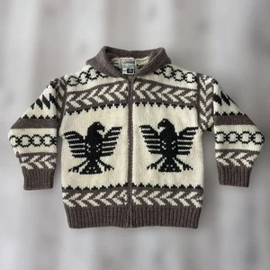 Rare Rocky Mountain Canadian Hooded Cowichan Knit 100% Wool Zip Sweater Size XL - Bild 1 von 3