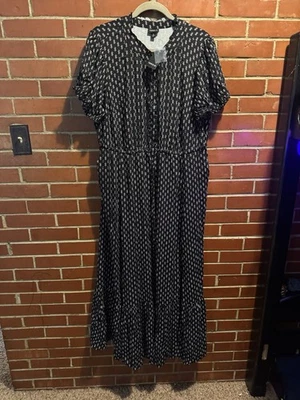 Torrid богемное макси платье размер 2 X черный Challis пинтак ярусный короткий рукав карманы - Изображение 1 из 4