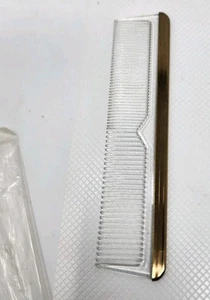 Vintage Nylon Gold Tone Hair Styling Smoothing Comb Detangling Wide Bristle - Picture 1 of 3