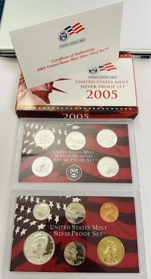 2005-S SILVER PROOF SET~11 Coins~United States Complete w/ Box&COA W/ Bonus Coin - Image 1 of 4