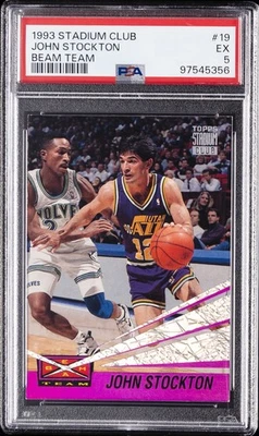 1993 TOPPS STADIUM CLUB BEAM TEAM #19 JOHN STOCKTON PSA 5 - Image 1 of 2