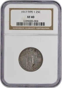 1917 Standing Liberty Silver Quarter Type 1 EF40 NGC - Picture 1 of 2